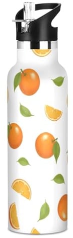Kids Water Bottle for School 20 Oz Bottle for Boys Girls, BPA-Free, Cute Oranges