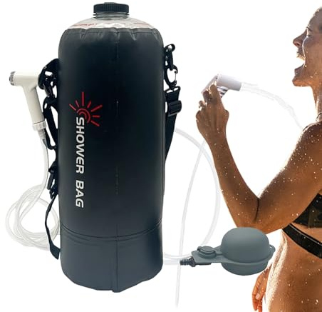 Solar Shower Bag - Camping Shower Bag | Portable Folding Shower Bags | Solar Shower Bags For Backpacking | 12L Bathroom Supplies With Removable Hose And Head