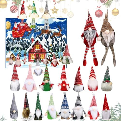 Adventskalender 2025-24 Christmas Halloween Gnome Countdown | Tomte Swedish Dolls Collectible Figuren, Urlaubsgeschenke für Erwachsene