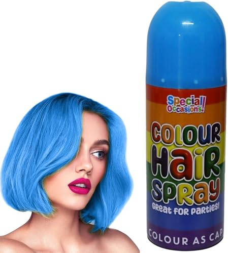 Party Temporary Hair Colour Spray 200ml – Washable Vibrant Hair Spray for Kids & Adults – Easy to Apply Temporary Hair Colour for Parties, Festivals, Halloween, Christmas & Events (Blue - 5941A-B)