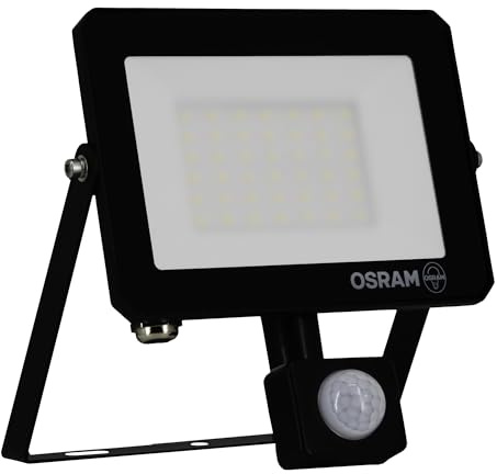 Osram LUX LED Flutlicht modern 50W, 4500lm, 3000K, IP65, Aluminium Schwarz, Außenstrahler, Milchglas