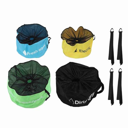 Tomedny 4 Stück RV-Schlauch-Aufbewahrungstasche, 600D-Oxford-Stoff, RV-Utility-Tasche mit atmungsaktivem Mesh-Oberteil für Abwasserkanäle, Wasserschläuche, Elektrokabel