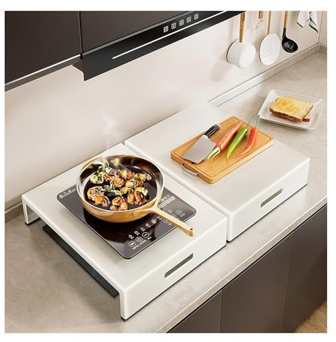 QSTGX Gasherd Abdeckung Edelstahl Unsichtbarer Griff mit Rutschfester Unterlage Keine Installation Erforderlich für Spülbecken, Wohnmobil-Elektroherde und Gasherde(Black,40x44x9.5 cm)