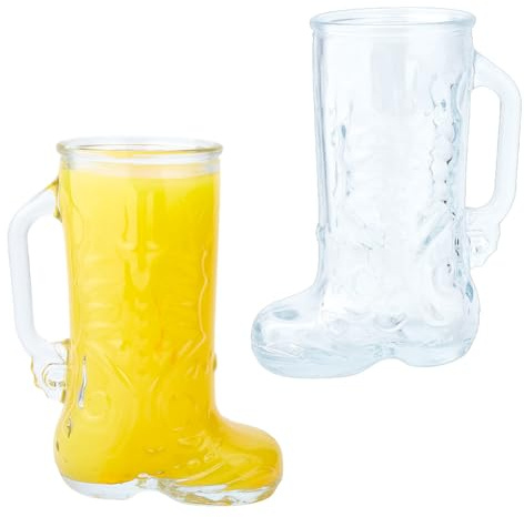 DICOSMETIC Lot de 2 tasses en verre - Bottes de cowboy - 17 oz - Transparent - Bottes de cowboy - Tasse à bière - Verre transparent - En forme de botte - Pour fête rodéo, Nashville, Bachelorette