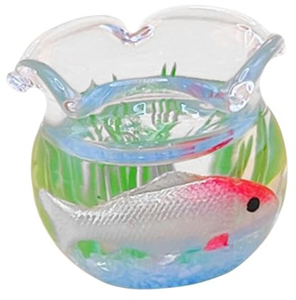 QLECXZI Brillant gestaltete Mini Fische mit Aquarium, geeignet für Puppenhäuser im Maßstab 1:12, verleihen Szenen lebendige Details. Realistische Fische im Aquarium Modell. , Gold , 2x2cm
