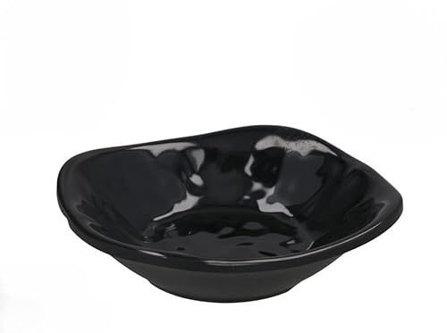 Gerimport Platos Hondos Skiper de Melamina, Color Negro, 12,5 cm, Bordes con Ondas, Apto Lavavajillas, Pack de 6