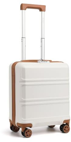 KONO Handgepäck Koffer EasyJet 45x36x20 ABS+PC Hartschale, Creme Weiß | Leichte Kabinenkoffer für Flugreisen und Kurztrips, Kleiner Koffer unter dem Sitz, Sicheres Zahlenschloss, Leise 360° Rollen