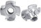 Ecrous en T 4 Griffes en Acier Zingué pour Travail du Bois Meubles(M3 x 50pcs)