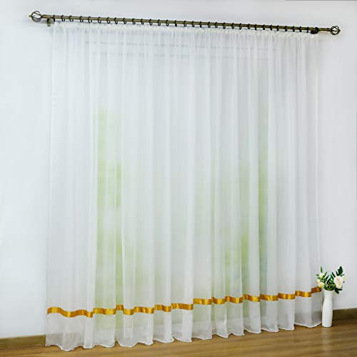 Joyswahl Voile Gardine transparenter Vorhang mit Satinband Design »Maja« Schals Fenster Vorhänge mit Kräuselband BxH 300x170cm Orange 1er Pack