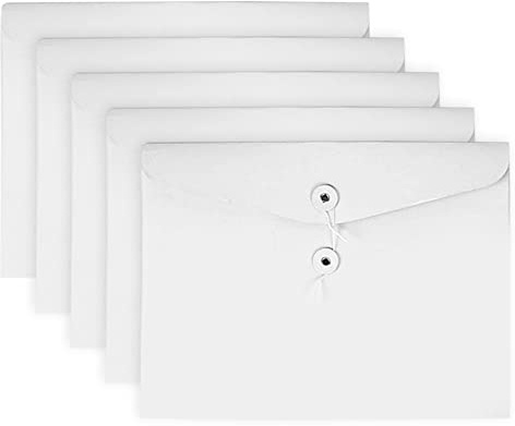 VANRA Kraft String Umschlag Ordner Projekt Taschen Datei Jacke Dokument Organizer flach-keine Erweiterung A4 Briefgröße, Weiß