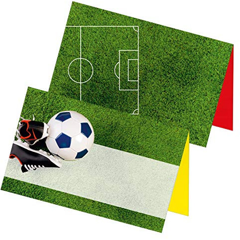 itenga 24 x Tischkarten Fußball Fußballschuhe Rasen Visitenkartengröße Geburtstag Kindergeburtstag