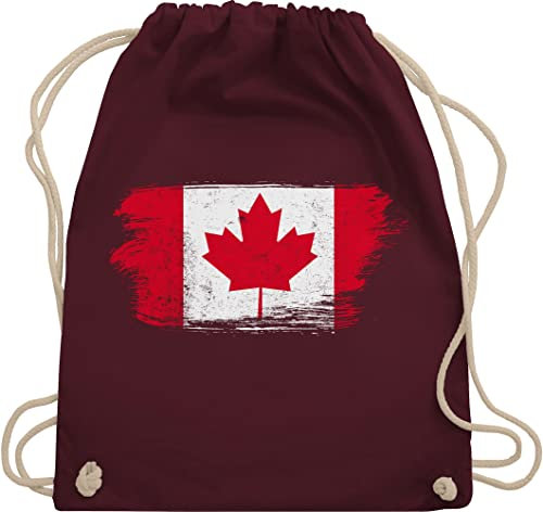 Turnbeutel Rucksack - Kinder Fahnen und Flaggen - Kanada Vintage - Unisize - Bordeauxrot - länder em beutel country canada juterucksack stadt blatt stoffbeutel städte flagge sportbeutel