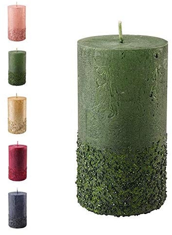 Wunderschöne & Moderne Adventskerzen – 2 Stück - Rustikale Oberfläche - Kerzen/Stumpenkerzen - Weihnachten/Weihnachtskranz/Adventskranz (Jägergrün, Höhe: 11cm)