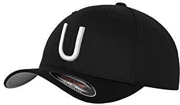 GIDUTEX Flexfit Original Schwarze Basecap Baseball Cap Wooly Combed Mütze inkl. Initial Buchstaben in 3D Stick weiß (L/XL, U)