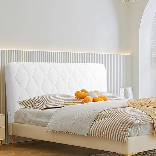 WSGJHB Bett Kopfteil Bezug Bettkopfteil Hussen Kopfteilbezug Staubdicht Verdicken Gesteppt Einfarbig Baumwolle Kopfbedeckungen Kopfende Bettdecke,Weiß,200cm(79inch)