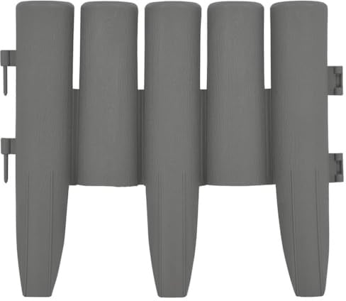 vidaXL 36x Rasenkante Garten Beetumrandung Beeteinfassung Palisade Beetbegrenzung Beet Einfassung Beetzaun Gartenpalisade Grau 10m PP