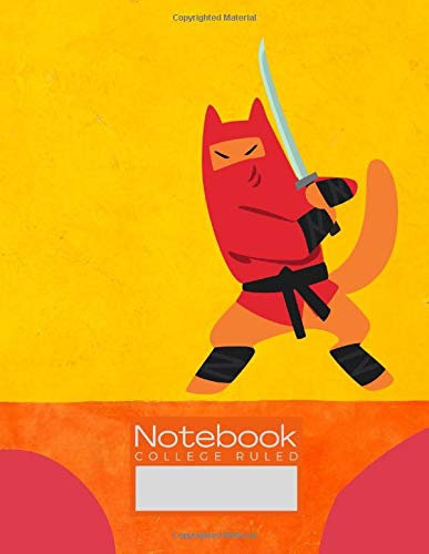 Notebook - Ninja Dog Fighting with a Katana Sword: 8.5x11 Inches Ninja College Ruled Notebook for Students, Boys, Ninja Lovers, Teachers & Office, Blank Lined Journal