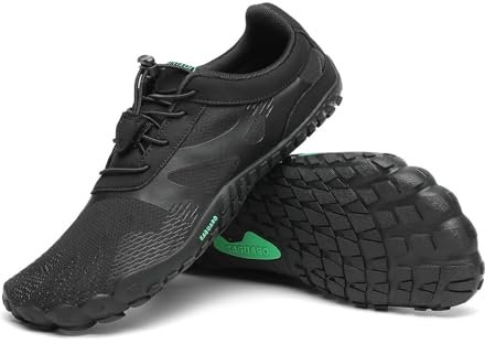 SAGUARO Barfußschuhe Herren Barfuss Schuhe Damen Zehenschuhe Outdoor & Indoor Fitnessschuhe Mit Breite Zehenbox, Vitality III - Barfußschuhe Sattes Schwarz,Gr.46