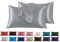 Satin Kissenbezug 45 x 70 cm 2 Stück- 100% Satin, Superweicher Kopfkissenbezug, Kissenhülle Grau