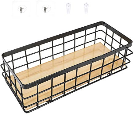 Cabilock Holzkorb Schwarz Mit Exquisiter Verarbeitung Als Schreibtischkorb Oder Hängekorb Hergestellt Aus Hochwertigem Eisen Für Kreative Aufbewahrungslösung Kleinigkeitenhalter Für Büro