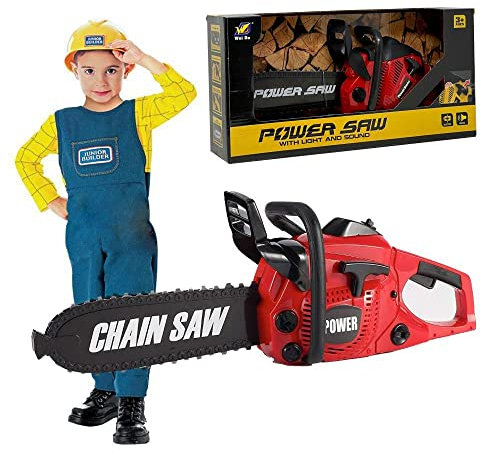 xwin sportseries Mini Power Tool Electric Kids Size Toy Chainsaw Power Construction Tool Electric Chain Saw Toy Play Set with Rotating Sounds, Kids Pretend Construction Garden