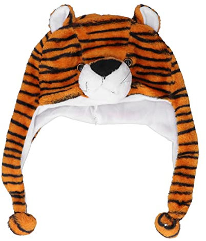 Restokki Tiger süße Plüschmütze, Winter-Tiger-Hut, lustige Winter-Tiger-Mütze, Kinder niedliche Wildtier-Themen-Designs Neuheit Plüschmützen