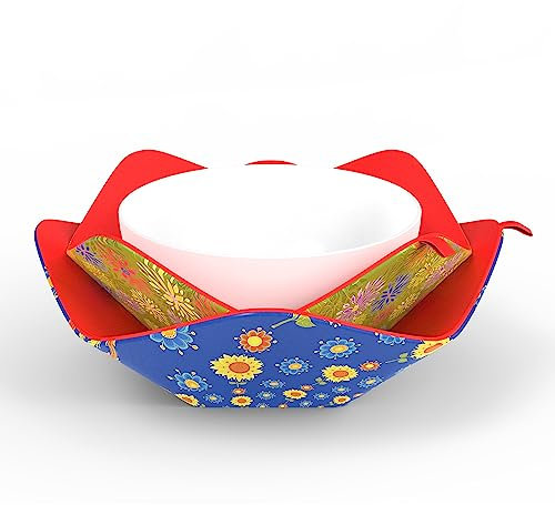 Mepple Microwave Bowl Holders, Hot Soup Bowl Cozy Holders, Multipurpose Potholders for Hot & Cold Foods, Bowl-shaped Containers, Essential Kitchen Utensils Gadgets, Set of 2, Green and Blue