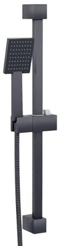 Matt Black Shower Riser Rail Kit Square Adjustable + 3 Mode Shower Head + Hose