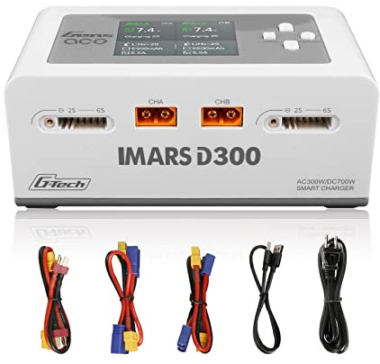 Gens Ace IMARS D300 G-Tech Series Smart Dual Lipo Charger, 16A AC 300W DC 350W