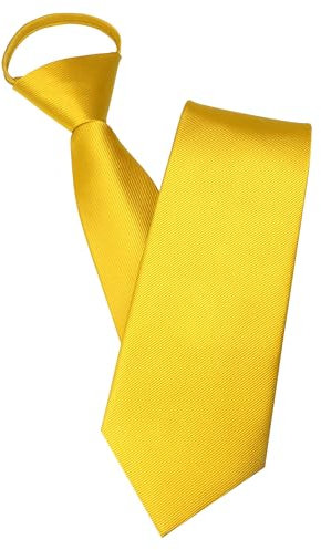 JEMYGINS Herren Reißverschlusskrawatte Helles Gelb Krawatte - Eleganter Look in Sekundenschnelle