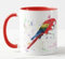 Vixar Tasse colorée avec ara, perroquet, oiseau, aquarelle, cadeau, anniversaire, travail, bureau, Noël, thé, café (rouge)