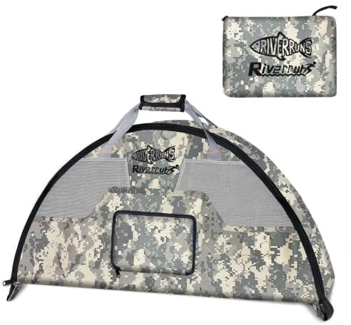 Riverruns Angeln Jagd Wader Bag mit belüftetem Netz, Faltbare Wathose Stiefel Tasche, Fliegenfischen Wickelunterlage & Tasche zum Angeln, Wandern, Camping (CamoGreen)