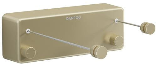 Corde à Linge Double Extensible en Acier Inoxydable 304 avec Fixation Murale - Réglable jusqu'à 4,2 m, Système Anti-Affaissement, Résistant au Vent et à l'eau - Intérieur/Extérieur, Doré