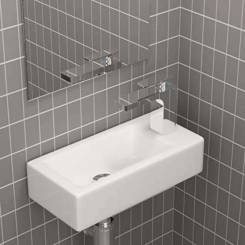 Lavabo con Efecto Loto para tu Baño Principal y de Invitados Waschbecken24 (37x18x9cm, Blanco / A660)