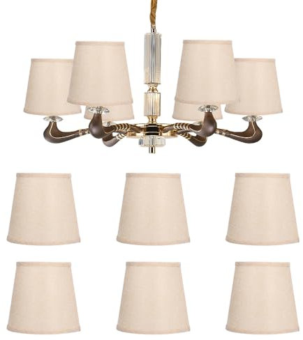 6 Stück Kronleuchter Lampenschirm 11,5×15×14 cm Kleiner Moderner E14 Clip On Stoff Lampenschirm Droplight Wandlampenschirm Lampenzubehör