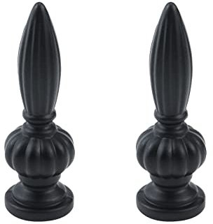 HEVSTIL 2 Stück schwarze Lampen-Endkappen-Knauf, Lampen-Endstücke, Lampen-Dekoration, antike Designs, Lampen-Dekoration, traditionelle Kappe, Knauf-Endstück für Lampenschirm