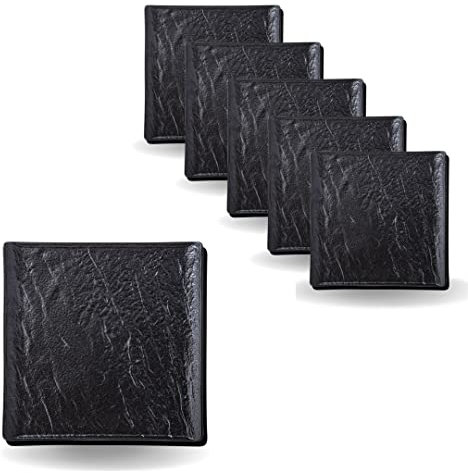 Wilmax | Quadratische Teller - 6 Stück | Steinoptik | Nicht anlaufend | Für den Backofen geeignet | Spülmaschinenfest | Für den Kontakt mit Lebensmitteln geeignet | 17 x 17 cm