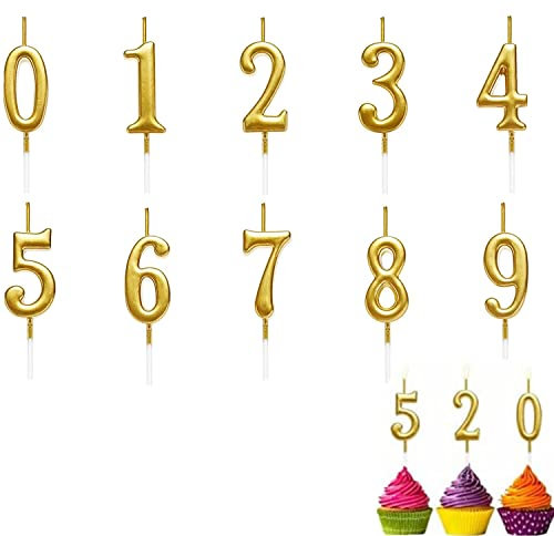 Bougies de Nombre en Chiffres,10Pcs Nombre Bougie gâteau d'anniversaire 0-9 Paillettes Bougies Numérique D'anniversaire Beau Numéro Briller Bougies Topper de Gâteau pour Fête d’Anniversaire