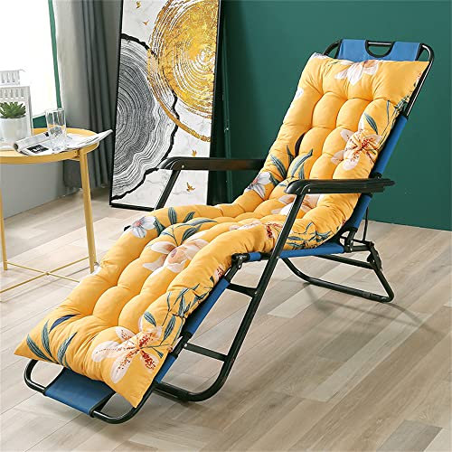 Morbuy Epaissir Coussin de Chaise Lounge de Jardin, Coussin Chaise Longue Pliable, Coussin Bain de Soleil pour Canapé Vacances Exterieur Intérieur (48x120cm,lys Jaune)