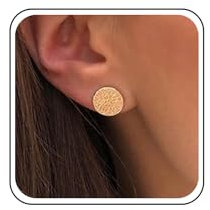 Inilbran Gold Matte Coin Ohrringe - Boho Disc Earrings - Vintage Textured Coin Ohrringe - Minimalistisch Gehämmert - Schmuck für Frauen und Mädchen