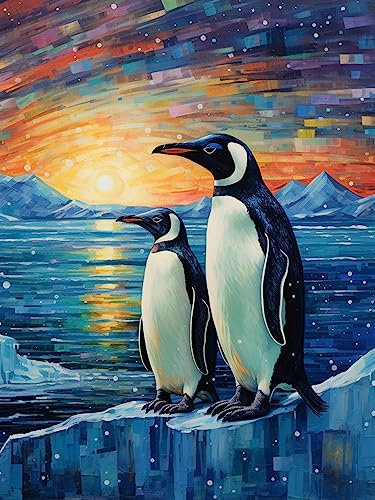 Bimkole DIY 5D Diamond Painting Zubehör Pinguin, Tier-Aurora Diamant Malerei Kit Voll Runde Bohrer Malen nach Zahlen Malerei Stickerei Kreuzstich Diamond Dekoration 30X40cm