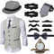 Ulikey 20er Jahre Herren Accessoires, 1920er Mafia Kostüm Herren Set, 1920er Herren Kostüm Zubehör mit Westen & Verschiedenen Accessoires für Halloween, Karneval Kostüm (Grau, L)