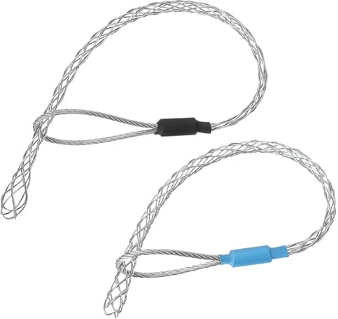 QUARKZMAN Kabelziehgriff 0,7/0 9FT Einzelkopf Glatt 4-6mm+6-10mm Kabel | Drahtgeflecht-Zieher-Socken-Griff Verzinkter Stahl-Drahtgriff Netzabdeckung für (Blau + Schwarz)