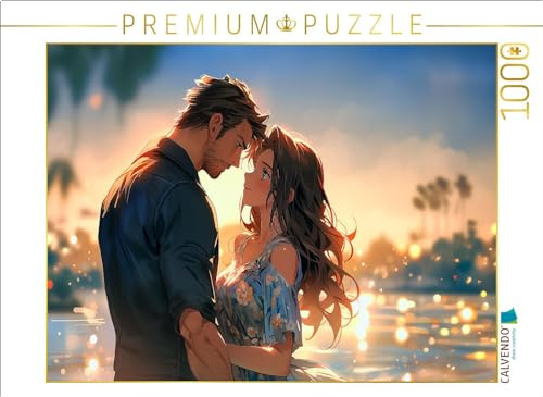 CALVENDO Puzzle Pärchen im Manga Style am Strand | 1000 Teile Lege-Größe 64 x 48 cm Foto-Puzzle für glückliche Stunden