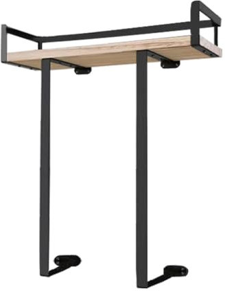 Simpls 1 porte-serviettes en métal pour salle de bain, mural, avec étagère en bois pour plier les serviettes, noir