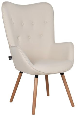 SVITA Cleo Ohrensessel Stoffbezug Fernsehsessel Relaxsessel Chesterfield Creme