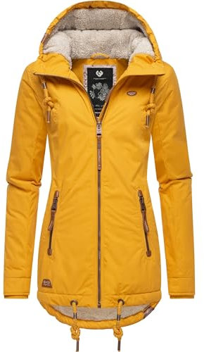 Ragwear Damen warme Winterjacke kurz wasserdicht mit Kapuze Zuzka Winter Curry023 Gr. M