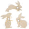 PAIVSUN 3X Niedlich Osterhasen Figuren Dekorative Osterhase Holz mit Schleife Fellknäuelschwanz, Osterdeko Modern Tisch Fenster