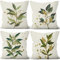 Uiiooazy Kissenbezug Eukalyptus, Kissenbezüge Grün Gold Blätter Aquarell Pflanzen Quadrat Kissenhülle Samt Dekorative Zierkissenbezug für Sofa Schlafzimmer Wohnzimmer Auto Zuhause, 4er Set, 50Bx50Hcm
