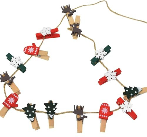 TOPBATHY 30 Stück Kleine Wäscheklammern Aus Natürlichem Holz Weihnachtsdeko Mit Rentier-Motiv Stabile Bastelklammern Für Karten Und Bilder Weihnachts Partydeko